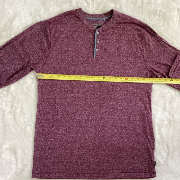 PD&C Men’s Long Sleeve Henley Shirt Size Large Burgundy Heather Vintage Unworn - Picture 5 of 7